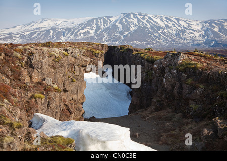 Þingvellir, Thingvellir, tectonic rift fault line, near the peninsula of Reykjanes, Iceland. Stock Photo