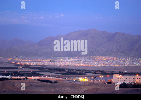 Aqaba and Eilat Evening View Stock Photo