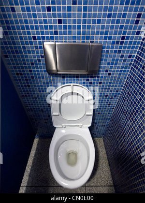 Toilet in a public restroom viewed from above Stock Photo