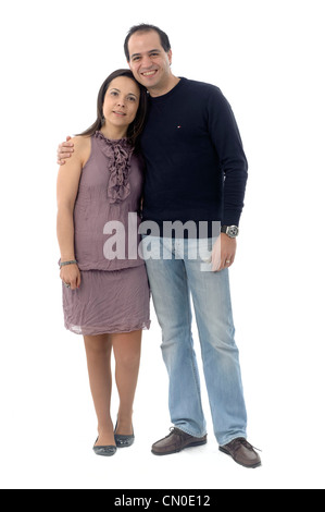 Couple embracing isolated on white background Stock Photo