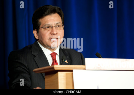 Former Attorney General Alberto Gonzalez comes to Wisconsin to show his support for the GOP candidates before the primaries. Stock Photo