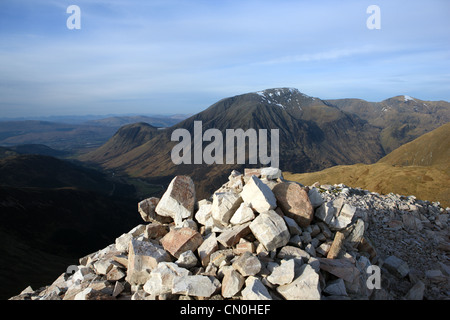 Ben Nevis from a cairn on the route from the summit of Meallach nan Coirean towards Stob Ban Stock Photo