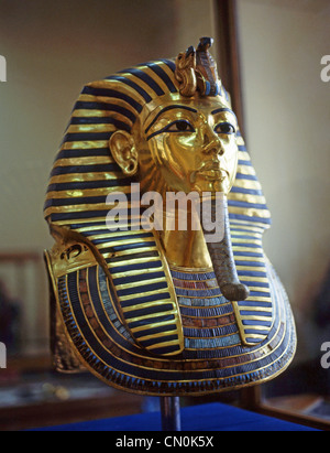 The Gold Mask of Tutankhamun in The Egyptian Museum, Cairo, Republic of Egypt Stock Photo