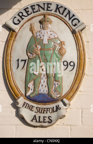 Greene King brewers Fine Suffolk Ale 1799 old sign Stock Photo