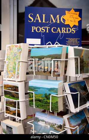 UK, Cumbria, Bowness on Windermere, local view picture postcards on sale in souvenir shop Stock Photo