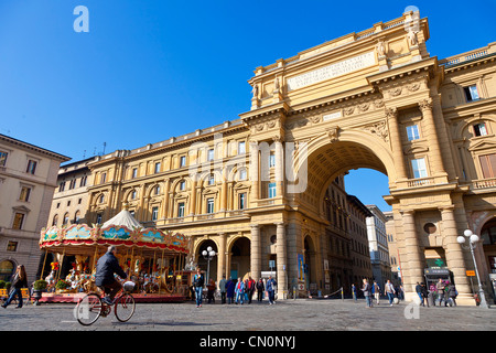 Italy, Florence, Piazza della Repubblica Stock Photo
