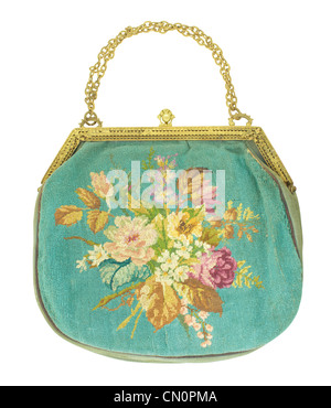 Retro female purse on white background. Stock Photo
