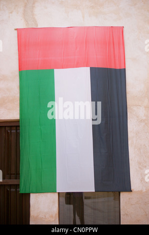 UAE flag in Bastakiya, Dubai, United Arab Emirates Stock Photo