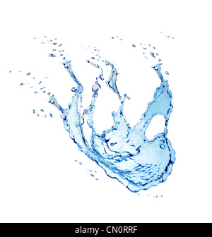 Blue water splash isolated on a white background Stock Photo