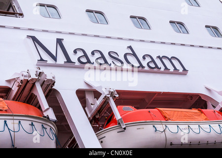 Cruise Ship 'Maasdam' of the Holland America Line, at the cruise ship dock at Charlottetown on Prince Edward Island, Canada. Stock Photo