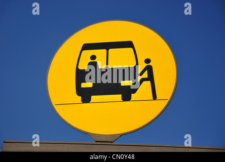 Bus stop sign in Central Business District, Sydney, New South Wales, Australia Stock Photo