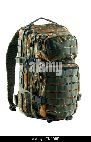 military backpack isolated on a white background Stock Photo