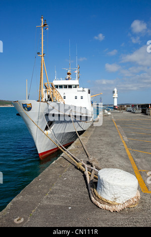 Scillonian III, the Isles of Scilly ferry, in Penzance harbour, Cornwall UK. Stock Photo