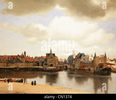 View of Delft (1660-1661) by Johannes Vermeer (1632–1675) Dutch Baroque Period painter. Stock Photo