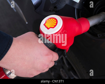 Detail of fuel pump at Shell filling station Stock Photo