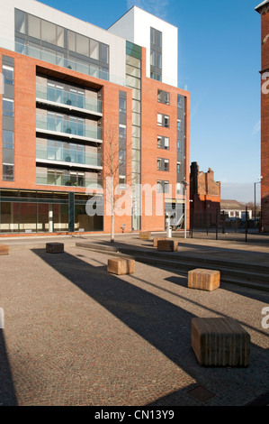 Cutting Room Square and the Ice Plant building, Ancoats, Manchester, England, UK Stock Photo