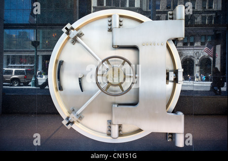 The the iconic vault is proudly on display in the landmarked former Manufacturers Hanover Trust Bank building in New York Stock Photo