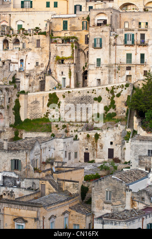 Italy, Basilicate, Matera, semi-cave built borough (Sassi) listed as World Heritage by UNESCO, most visited touristic site in Stock Photo