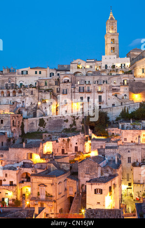 Italy, Basilicate, Matera, semi-cave built borough (Sassi) listed at the World Heritage by UNESCO, where Pier Paolo Pasolini's Stock Photo