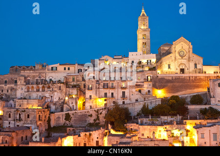 Italy, Basilicate, Matera, semi-cave built borough (Sassi) listed at the World Heritage by UNESCO, where Pier Paolo Pasolini's Stock Photo