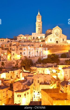 Italy, Basilicate, Matera, semi-cave built borough (Sassi) listed at the World Heritage by UNESCO, where Pier Paolo Pasolini's Stock Photo