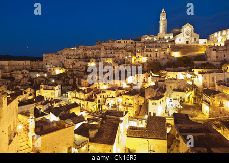 Italy, Basilicate, Matera, semi-cave built borough (Sassi) listed at the World Heritage by UNESCO, where Pier Paolo Pasolini's Stock Photo