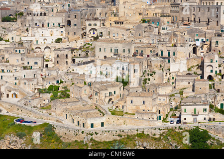 Italy, Basilicate, Matera, semi-cave built borough (Sassi) listed as World Heritage by UNESCO, most visited touristic site in Stock Photo