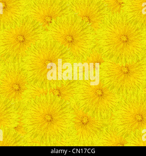 seamless tileable pattern with dandelion flowers Stock Photo