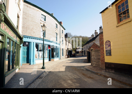 An empty street scene at Blist Hills Victorian Town, part of the Ironbridge Gorge museums group. Stock Photo
