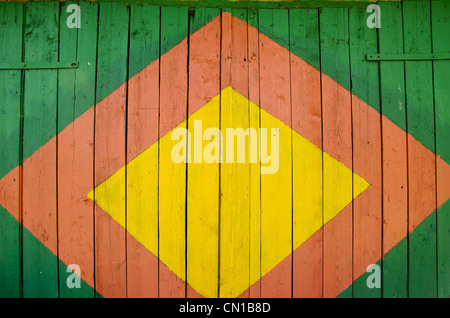 colorful painted boards door background and texture Stock Photo