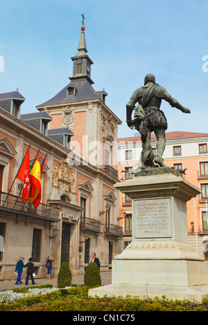 Madrid, Spain. Plaza de la Villa with statue of Álvaro de Bazán. Stock Photo