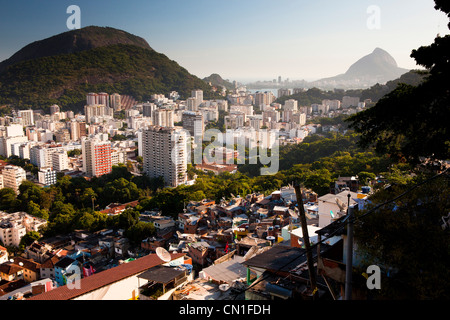 Botafogo quarter and Rodrigo de Freitas Lagoon seen from Favela Santa Marta Rio de Janeiro Brazil poverty and middle-class Stock Photo