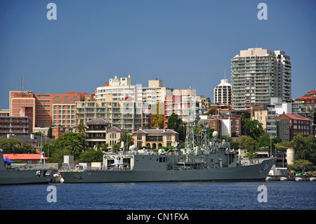 Naval ship in Woolloomooloo Bay, Sydney, New South Wales, Australia Stock Photo