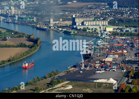 France, Seine Maritime, the Grand Port Maritime de Rouen (Port of Rouen) at Grand Couronne (aerial view Stock Photo