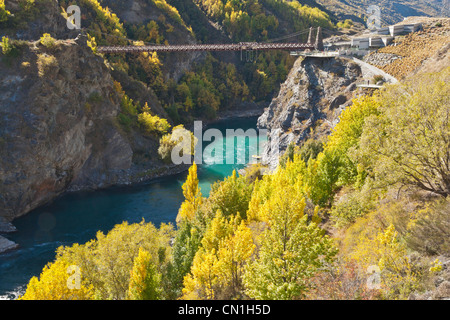 The Kawarau River flows from Lake Wakatipu through the gorge to Cromwell and Lake Dunstan in Otago, New Zealand. Stock Photo