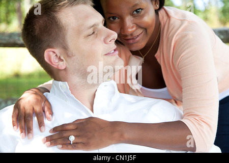 Smiling Engaged Couple Stock Photo