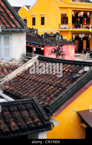 Hoi An's historic Rooftops and Japanese Covered Bridge, Vietnam, Asia Stock Photo