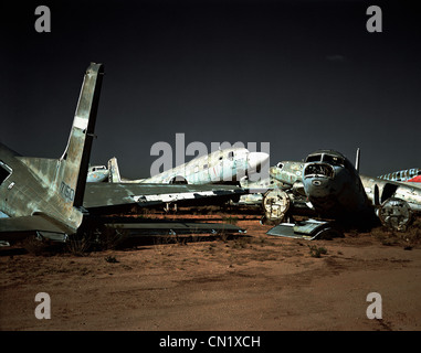 Abandoned airplanes in scrap yard, Arizona, USA Stock Photo