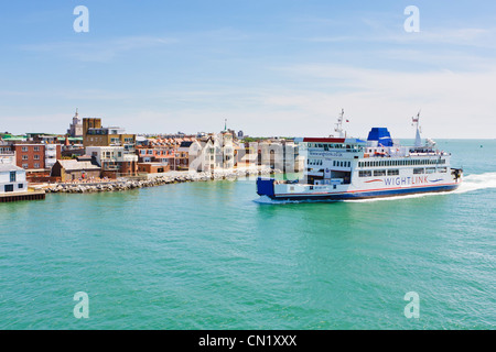 Isle of Wight ferry entering Portsmouth, UK harbour Stock Photo