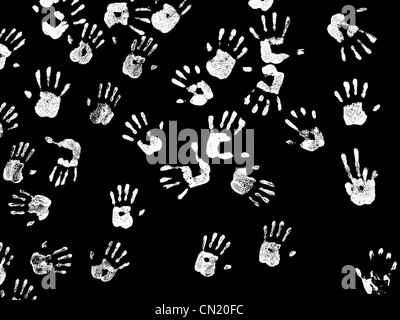 Handprints colors in a mural. Background picture Stock Photo