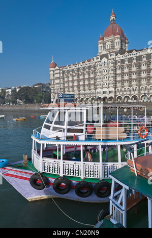 Passenger ferry boats Taj Mahal Palace Hotel Colaba Mumbai Bombay India Stock Photo