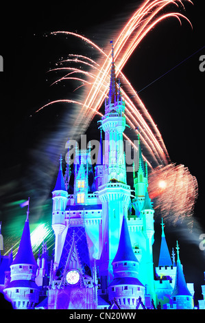 Disney Magic Kingdom fireworks show Stock Photo