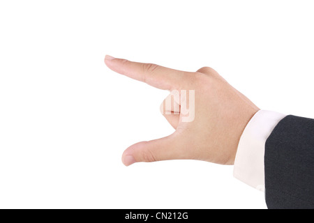 Business man's use his finger to hold something Stock Photo