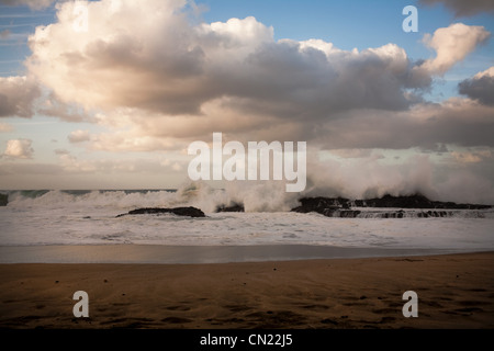 Waves breaking on beach, Hawaii, USA Stock Photo