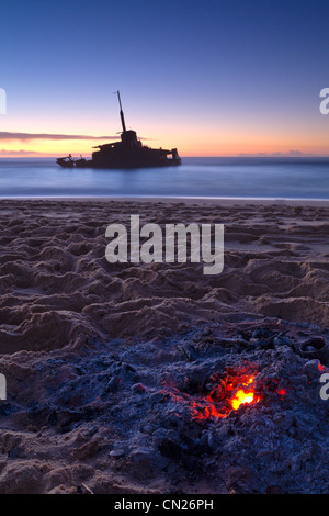 MV Sygna Wreck, Stockton Beach, NSW. Stock Photo