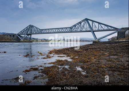 Connel Bridge spans the mouth of Loch Etive at the Firth of Lorn near Oban Stock Photo