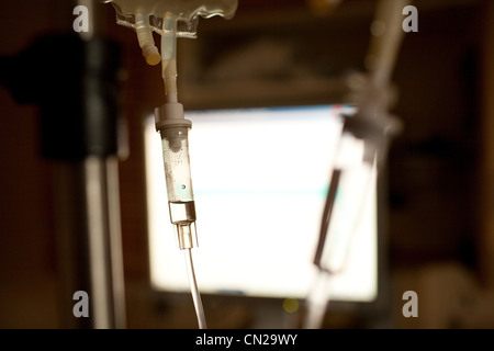 Intravenous drip in hospital, close up Stock Photo