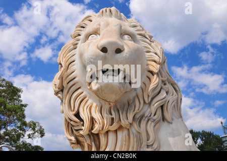 Medici Lion at the Vorontsov Palace or the Alupka Palace is an historic palace situated at the foot of the Crimean Mountains. Stock Photo