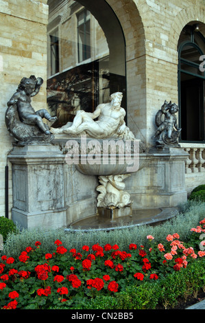 Brussels Belgium city fountain water buildings architecture glass steel ...