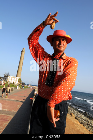 Flamenco dancer, entertainer, Gran Canaria, Maspalomas lighthouse, Gran Canaria, Canary Islands Stock Photo